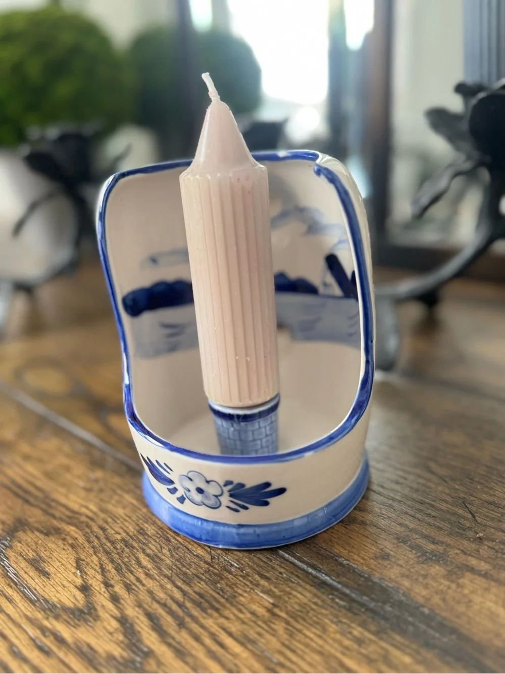 Vintage Delfts Blue Hand Painted Candle Holder 5